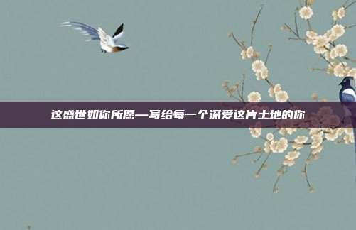 这盛世如你所愿—写给每一个深爱这片土地的你