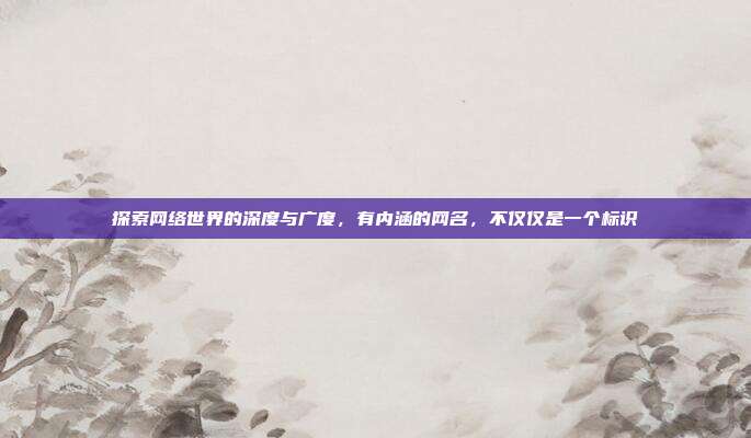 探索网络世界的深度与广度,有内涵的网名,不仅仅是一个标识