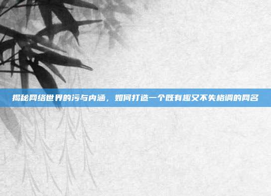 揭秘网络世界的污与内涵,如何打造一个既有趣又不失格调的网名