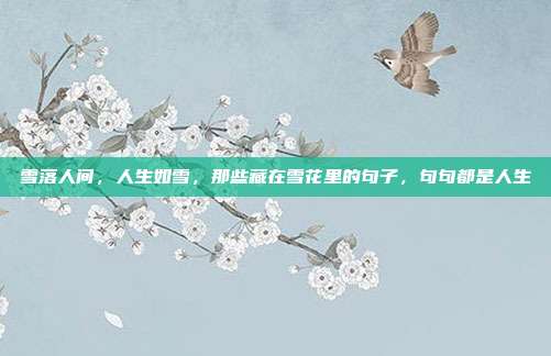 雪落人间，人生如雪，那些藏在雪花里的句子，句句都是人生