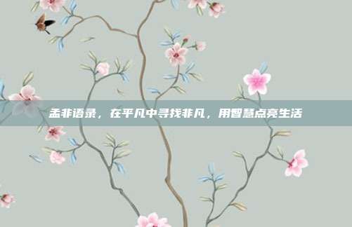 孟非语录,在平凡中寻找非凡,用智慧点亮生活