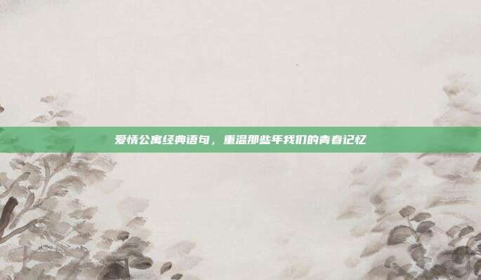 爱情公寓经典语句,重温那些年我们的青春记忆