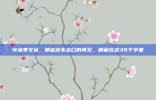 毕业季文案，那些说不出口的再见，都藏在这39个字里