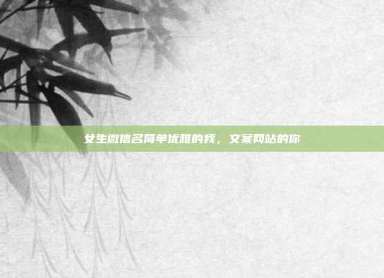 女生微信名简单优雅的我,文案网站的你