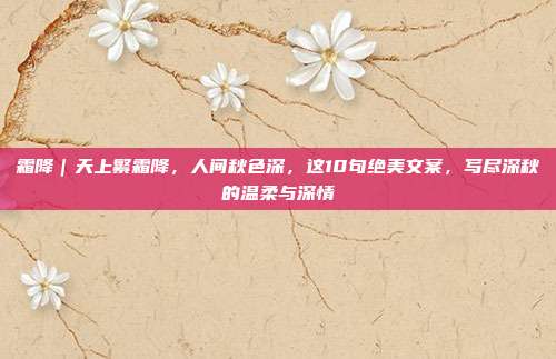 霜降｜天上繁霜降，人间秋色深，这10句绝美文案，写尽深秋的温柔与深情