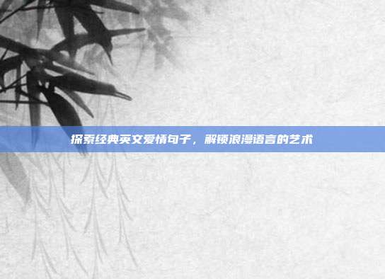 探索经典英文爱情句子,解锁浪漫语言的艺术
