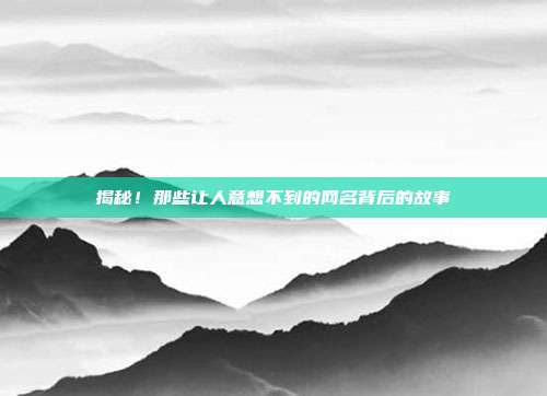 揭秘!那些让人意想不到的网名背后的故事