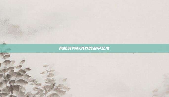 揭秘时尚游戏界的名字艺术