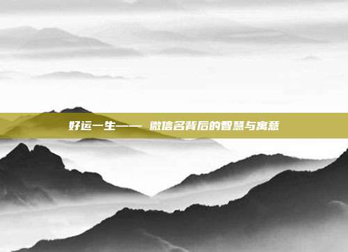 好运一生—— 微信名背后的智慧与寓意