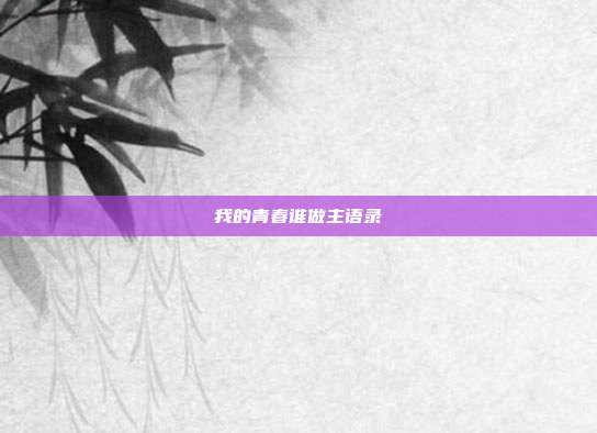 我的青春谁做主语录