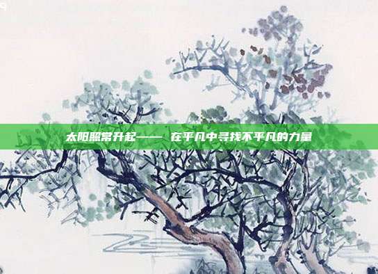 太阳照常升起—— 在平凡中寻找不平凡的力量