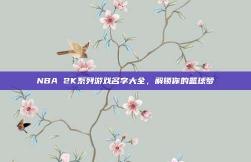 NBA 2K系列游戏名字大全,解锁你的篮球梦