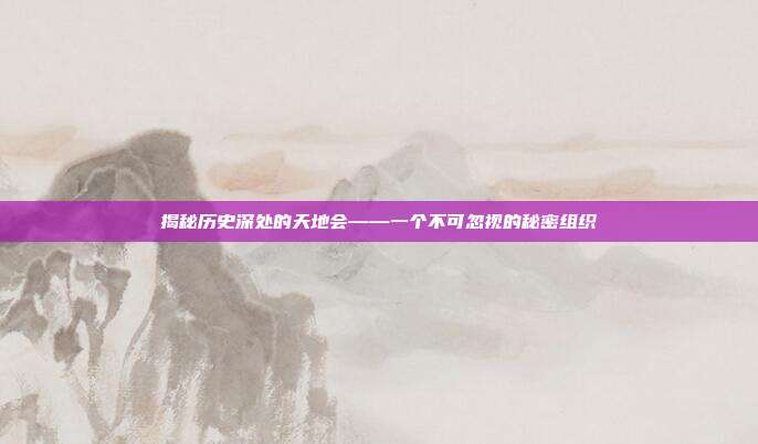 揭秘历史深处的天地会——一个不可忽视的秘密组织