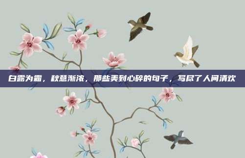白露为霜，秋意渐浓，那些美到心碎的句子，写尽了人间清欢