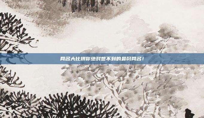 网名大比拼你绝对想不到的最叼网名!
