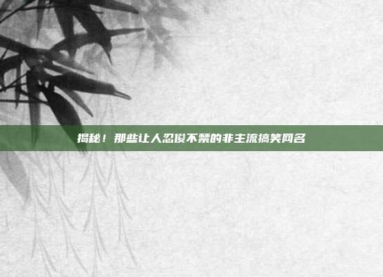 揭秘!那些让人忍俊不禁的非主流搞笑网名