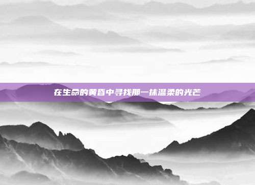 在生命的黄昏中寻找那一抹温柔的光芒
