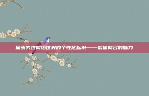 探索男性网络世界的个性化标识——繁体网名的魅力