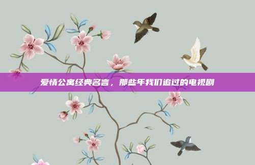 爱情公寓经典名言,那些年我们追过的电视剧
