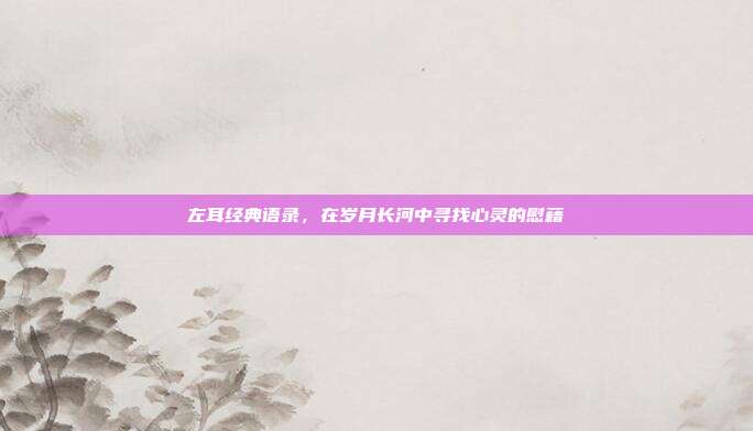左耳经典语录,在岁月长河中寻找心灵的慰藉