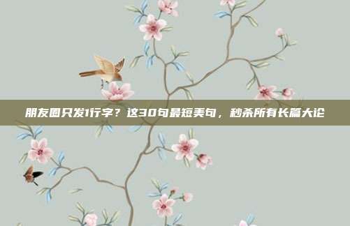 朋友圈只发1行字？这30句最短美句，秒杀所有长篇大论
