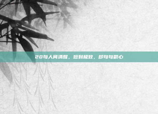 20句人间清醒，短到极致，却句句戳心